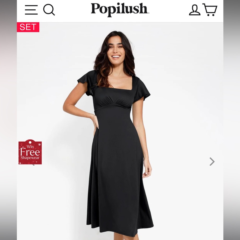 Popilush Shapewear Built-In Tummy Control A-Line Midi Dress